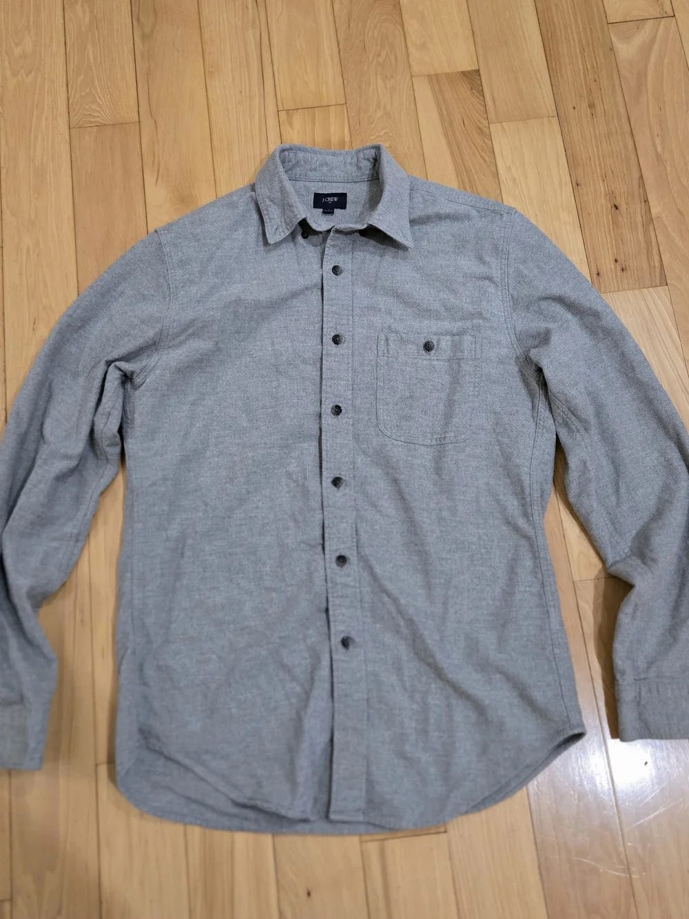 Men's Grey J. Crew Flannel Shirt With Suede Elbow Patches